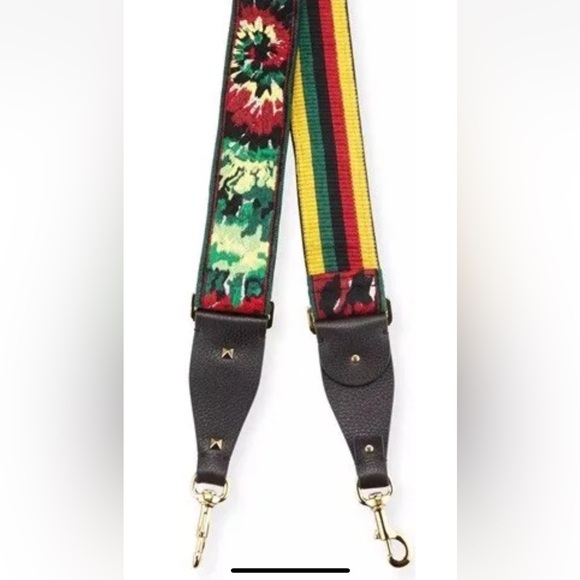 Valentino Guitar Strap - Tie Dye Rasta Jamaican Rockstud - Picture 2 of 11